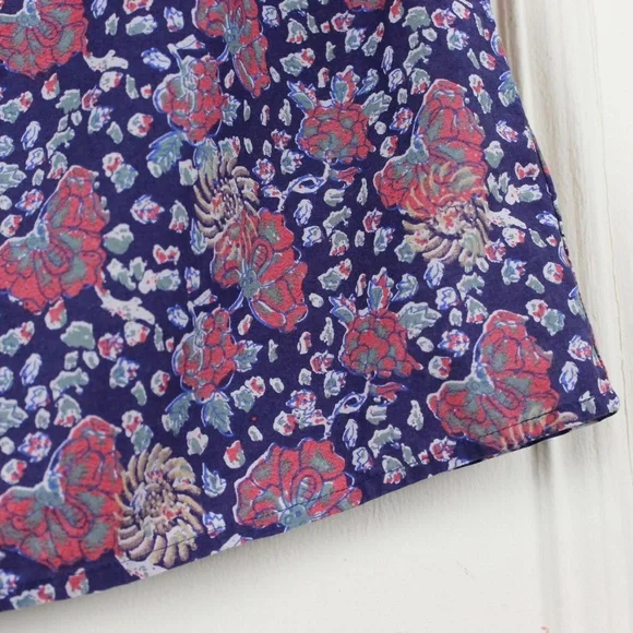 Madewell Blue Floral Blouse with cropped Flutter Sleeves size XS - Picture 3 of 7